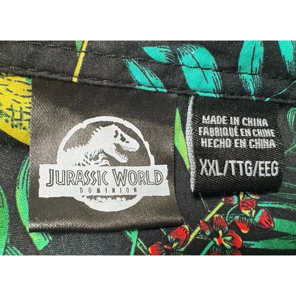 Jurassic World Jurassic Park Boys Hawaiian Shirt All Over Dinosaur Print XXL‎